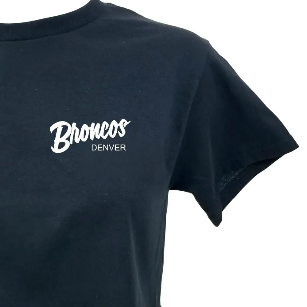 DENVER BRONCOS Double Script Retro Logo "Cropped" Crop Top Football Tee y2k 90s - Picture 4 of 6